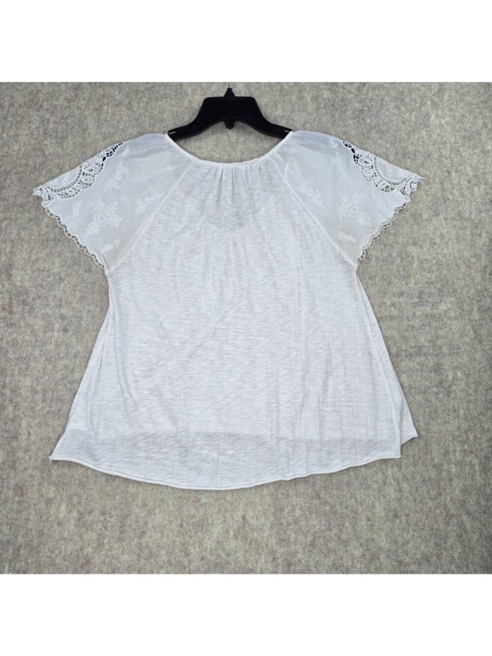 American Eagle White Lace Cap Sleeve Blouse S Womens Cotton Blend Relaxed Fit - Picture 2 of 6
